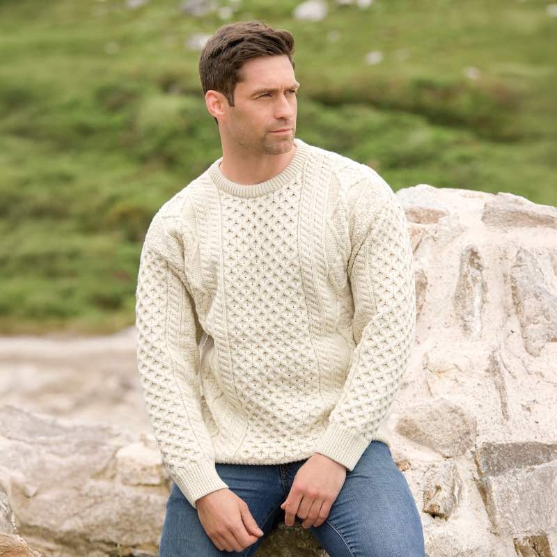 Merino Wool Men's Super Soft Sweater (Cream)